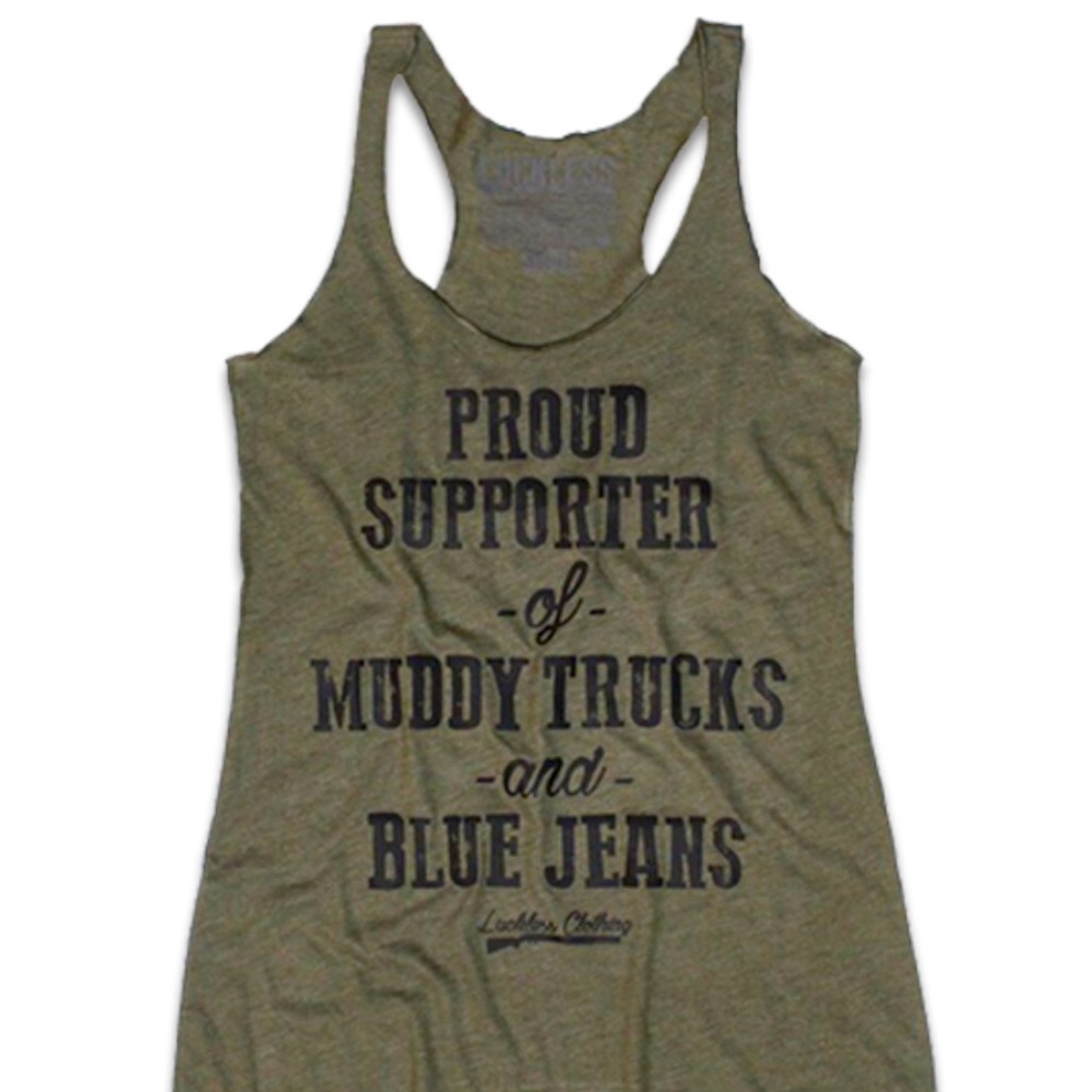 Luckless Outfitters Olive Green Graphic Racerback